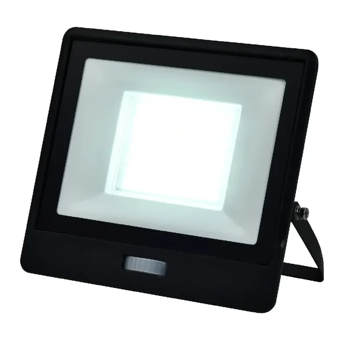 Black 50W LED Slimline Floodlight with PIR 4300lm 6500k IP65