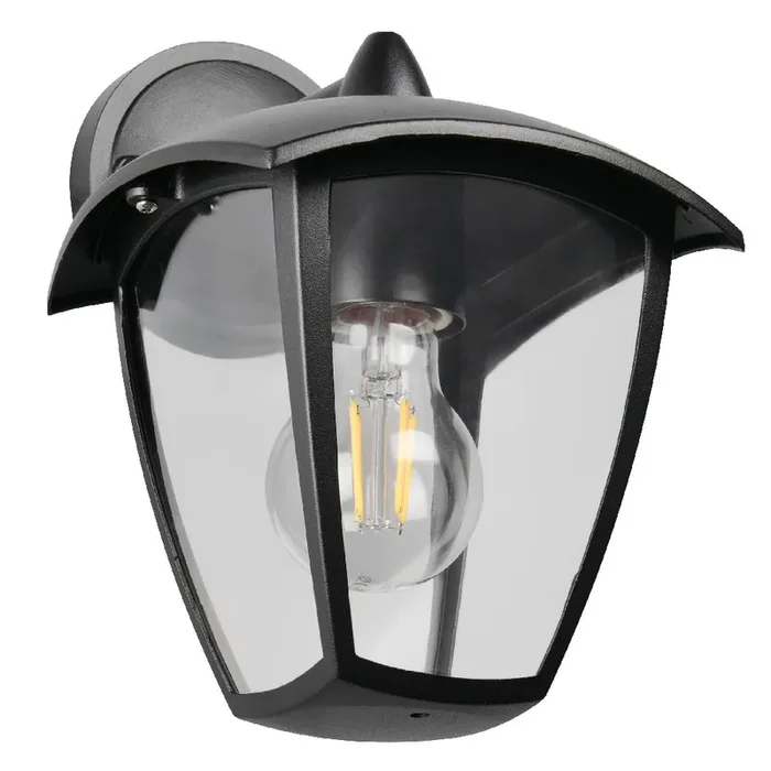 Black and Clear Outdoor Modern Down Lantern Wall Light IP44