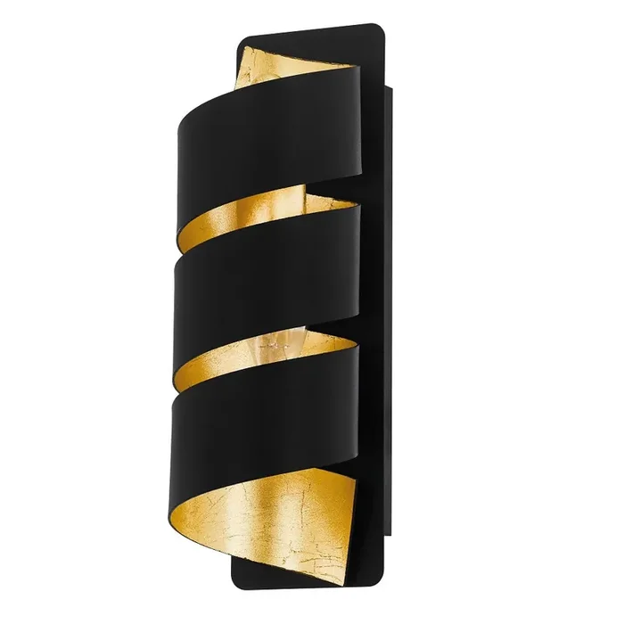 Black and Gold Leaf Effect Modern Spiral Ribbon Wall Light 27cm