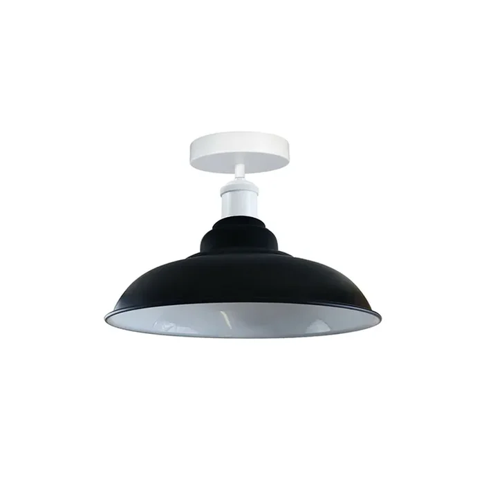 Black Bowl Retro Ceiling Light – Flush Mounted