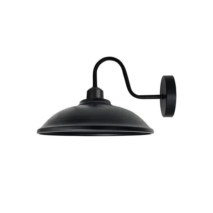 Black Bowl Vintage Swan Neck Wall Light – Without Bulb