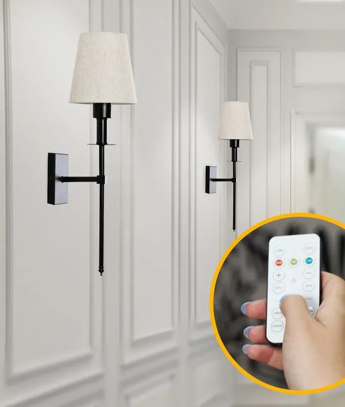 Black CCT Rechargeable LED Wall Light with Shade – Sold As Pair