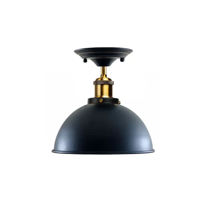 Black Dome Vintage Style Ceiling Light – Flush Mounted