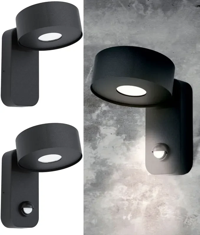 Black Exterior Wall Light with LED Spot – PIR Option