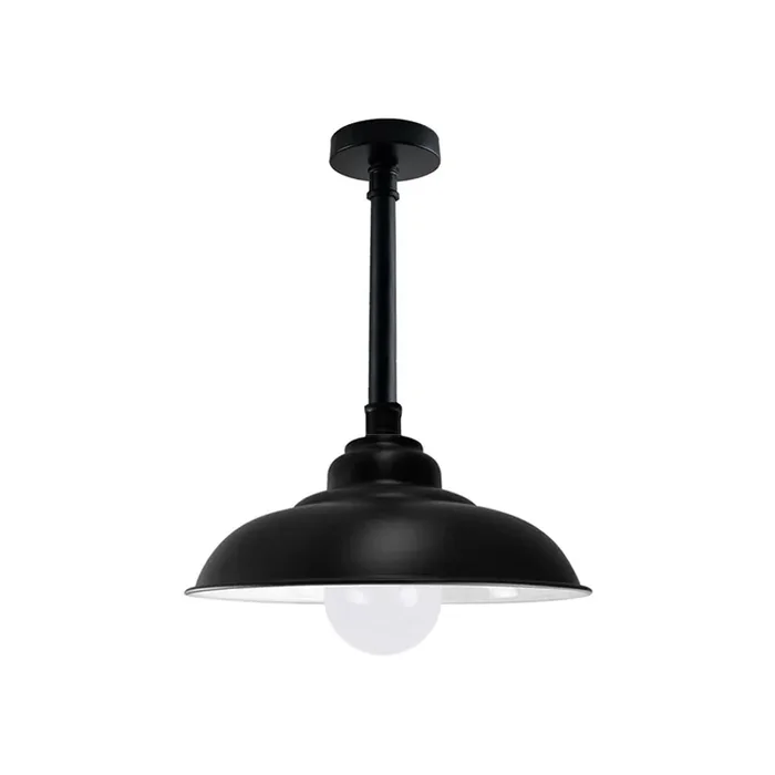 Black Industrial Stem Mount Ceiling Light