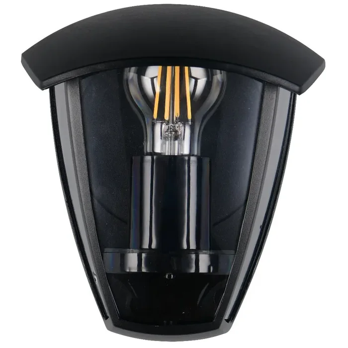 Black Outdoor Modern Flush Half Lantern Wall Light IP44