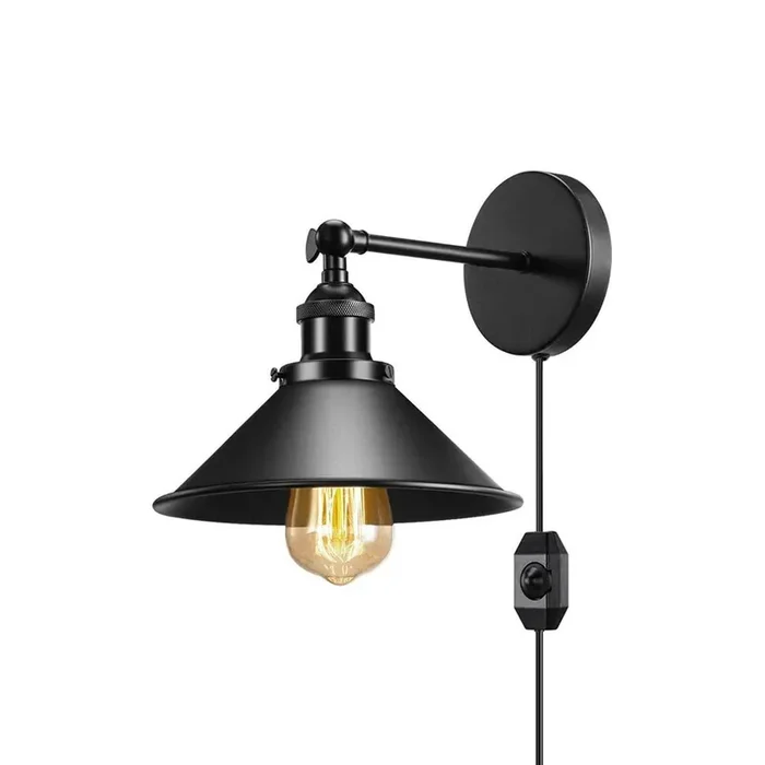 Black Plug In Wall Light
