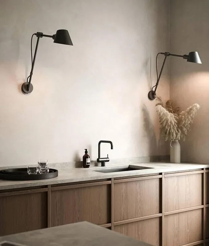 Black Plug-In Wall Mounted Long Reach Wall & Reading Light