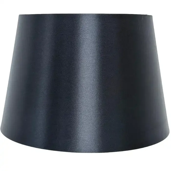Black Satin and White Inner Rolled Edge Vintage Tapered Drum Lamp Shade 35cm