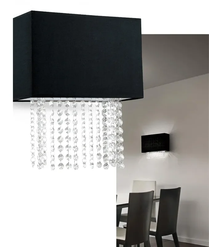 Black Shade Wall Light Featuring Crystal Drops