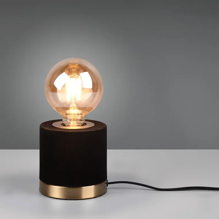 Black Velvet Table Lamp with Gold Finish (1542JUD1002)