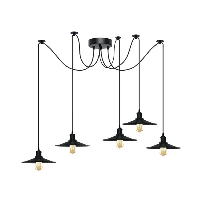 Black Vintage Spider 5 Pendant Ceiling Light – With Bulbs