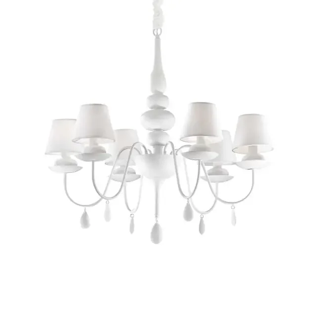 Blanche SP6 6 Light Satin White with Shade Pendant Light