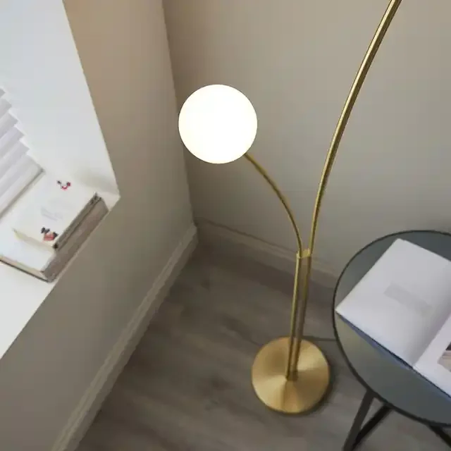 Bloom 2 Light Satin Brass with Opal Glass Floor Lamp