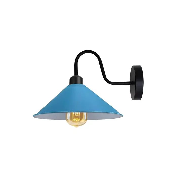 Blue Cone Retro Swan Neck Wall Light – With Bulb
