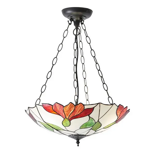 Botanica 3 Light Dark Bronze Inverted Tiffany Pendant Light
