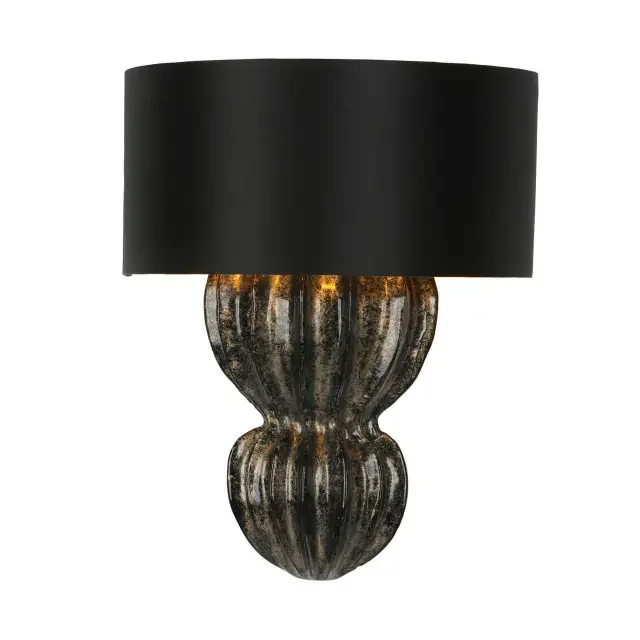 Botany Inky Black & Gold Lacquered with Bespoke Shade Wall Light