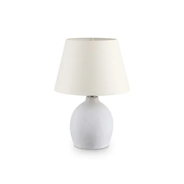 Boulder TL1 White with Concrete Vase Base Shaded Table Lamp
