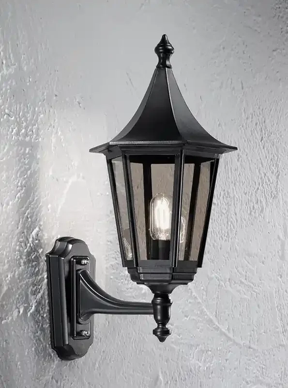 Boulevard Matt Black with Smoked Glass Upward 20W IP43 Wall Light