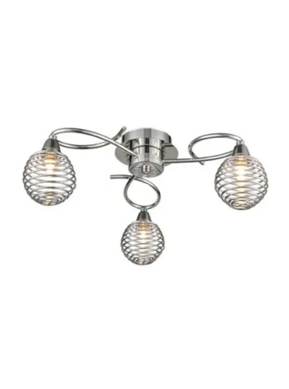 Bounce 3 Light Chrome with Spring Cages Semi Flush Ceiling Light
