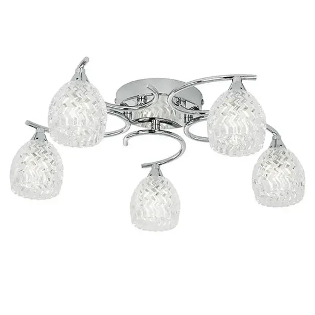 Boyer 5 Light Chrome and Clear Glass Semi-Flush Ceiling Light