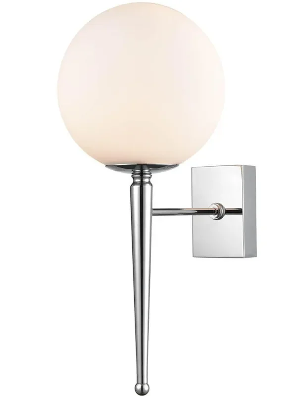 Bracket Chrome with Matt Opal Sphere IP44 Bathroom Wall Light