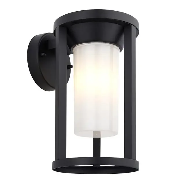 Braden Textured Black with Opal Shade IP44 Wall Light
