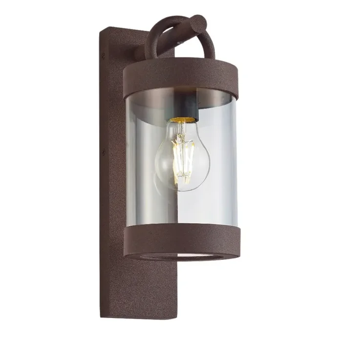 Britalia BR204160124 Antique Rust Outdoor Vintage Down Lantern Dusk Sensor Wall Light