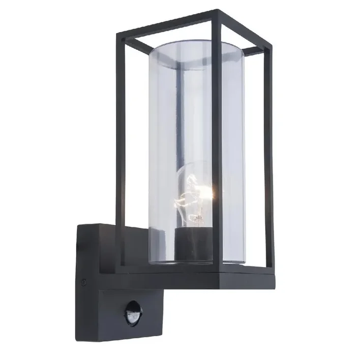 Britalia BR5288802012 Matt Black Outdoor Vintage Up Lantern Wall Light with PIR
