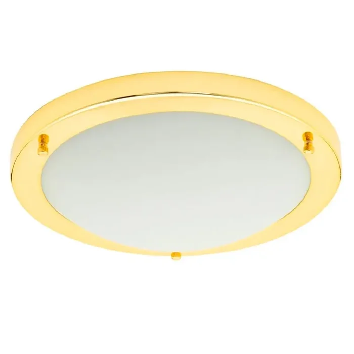 Britalia BRSPA-34050-BRS Polished Brass Bathroom Modern Round Flush Ceiling Light IP44 31cm