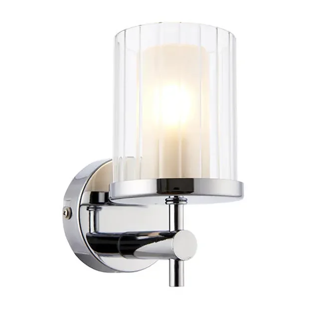 Britton Chrome with Clear and Opal Glass IP44 Wall Light