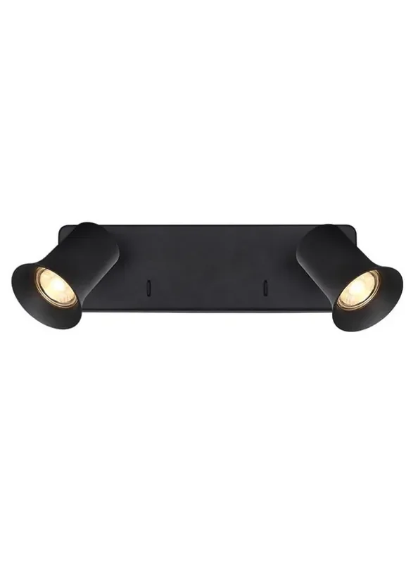 Broadway 2 Light Matt Black with Matt Black Sleeve Adjustable Wall Spotlight