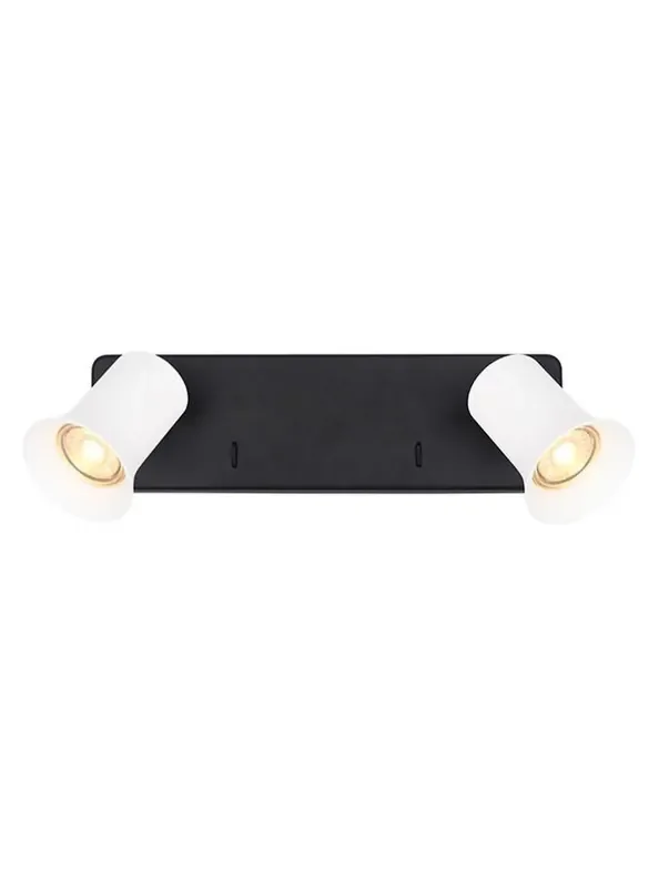 Broadway 2 Light Matt Black with Matt White Sleeve Adjustable Wall Spotlight
