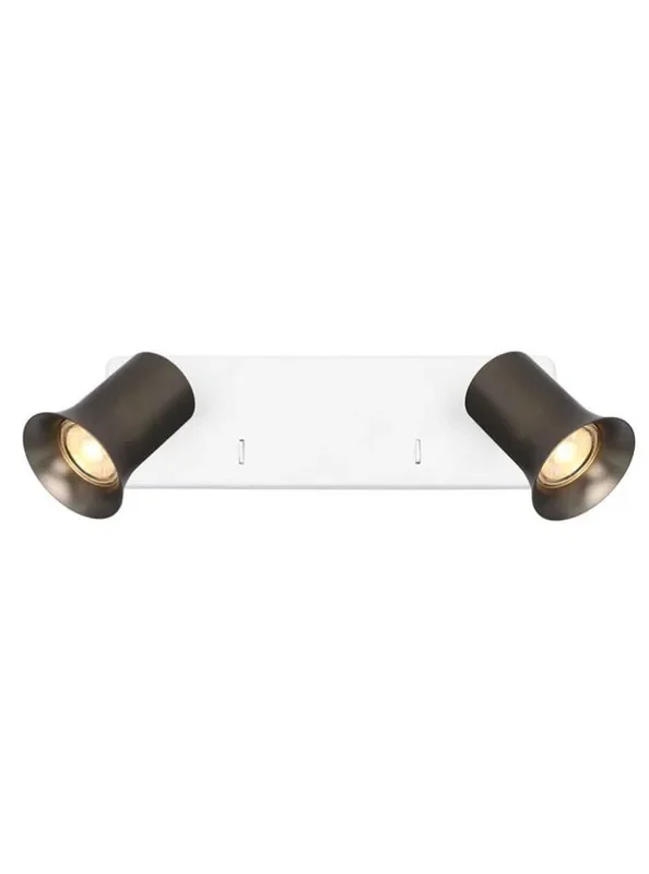 Broadway 2 Light Matt White with Bronze Sleeve Adjustable Wall Spotlight