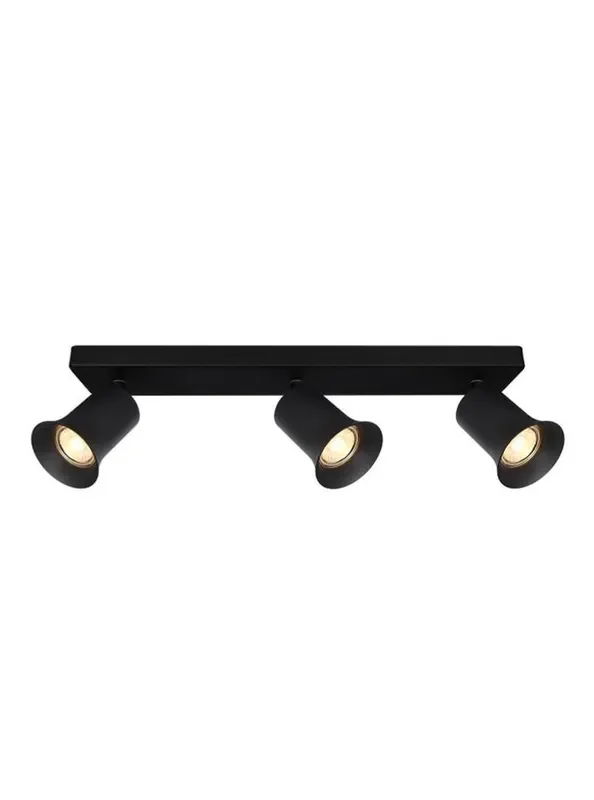 Broadway 3 Light Matt Black with Matt Black Sleeve Adjustable Bar Ceiling Spotlight
