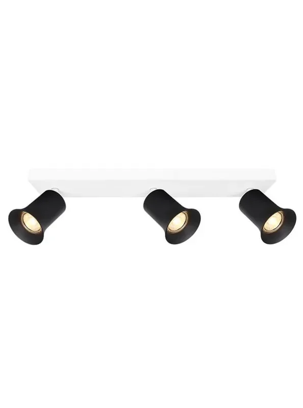 Broadway 3 Light Matt White with Matt Black Sleeve Adjustable Bar Ceiling Spotlight