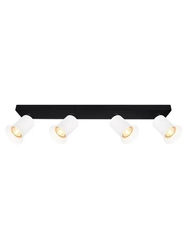 Broadway 4 Light Matt Black with Matt White Sleeve Adjustable Bar Ceiling Spotlight