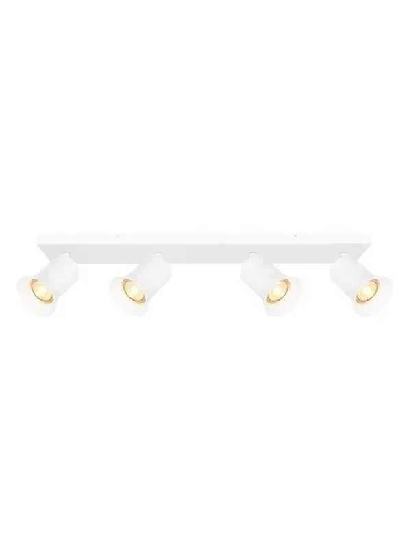 Broadway 4 Light Matt White with White Sleeve Adjustable Bar Ceiling Spotlight
