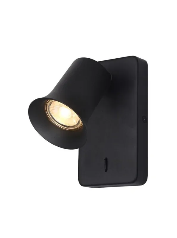 Broadway Matt Black with Matt Black Sleeve Adjustable Wall Spotlight