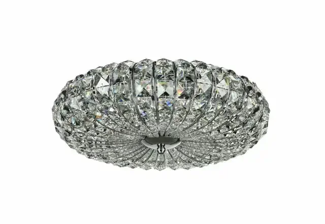 Broche 4 Light Nickel with Glass Crystal Flush Ceiling Light