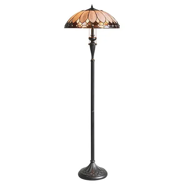 Brooklyn 2 Light Dark Bronze Tiffany Floor Lamp