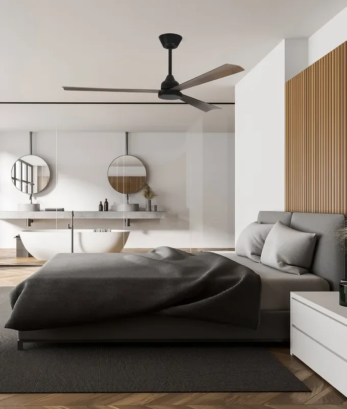 Brown Triple Blade Ceiling Fan with Black Body