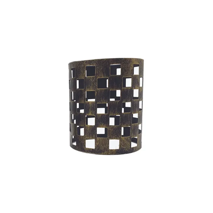 Brushed Brass Check Style Cylinder Light Shade