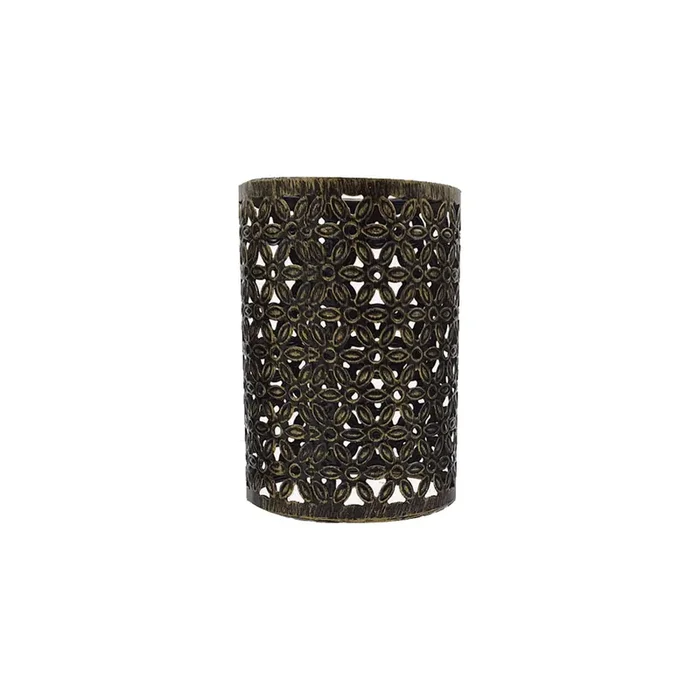 Brushed Brass Floral Cylinder Light Shade