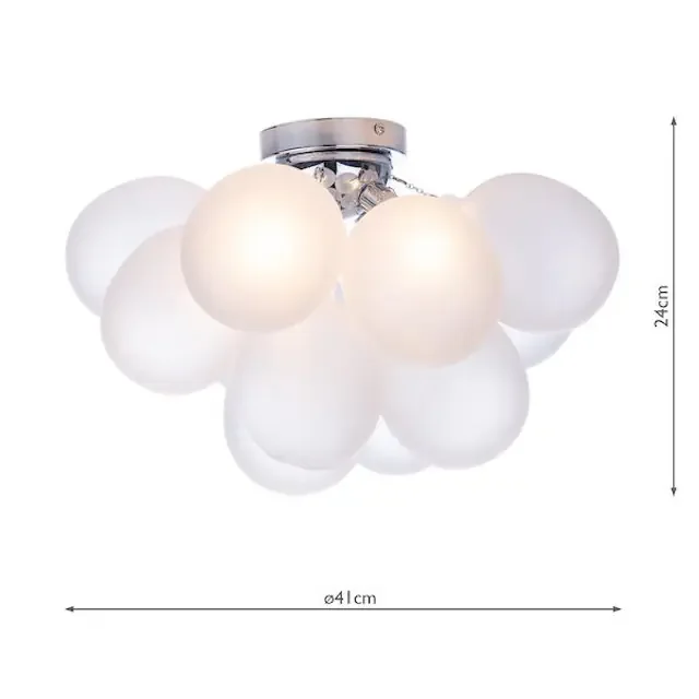 Bubbles 4 Light Polished Chrome with Frosted Glass Flush Ceiling Light