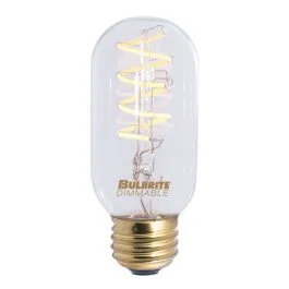 Bulbrite 861402 LED4T14/22K/FIL-NOS/CURV/SPIRAL-2PK Pack of (2) 4 Watt Dimmable Antique Nostalgic Curved Filament T14 Medium (E26) LED Bulb – 2200K and 85 CRI