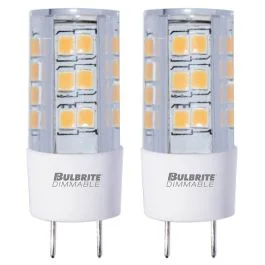 Bulbrite 861523 LED4GY8/27K/120/D-2PK LED Mini T4 Dimmable Bi-Pin Base (GY8) Light Bulb 40 Watt Equivalent 2700K, Clear 2-Pack