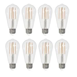 Bulbrite 861618 LED7ST18/27K/FIL/D/B-8PK Pack of (8) 7 Watt Dimmable Clear ST18 LED Light Bulbs with Medium (E26) Base, 2700K Warm White Light, 800 Lumens