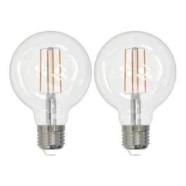 Bulbrite 861928 LED8G25/30K/FIL/3-2PK Pack of (2) 8.5 Watt Dimmable Clear Filament G25 Medium (E26) LED Light Bulb – 800 Lumens, 3000K, and 90 CRI
