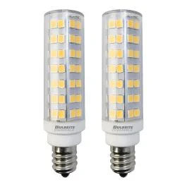 Bulbrite 862643 LED6E12/30K/120/D-2PK Pack of (2) 6.5 Watt 120V Dimmable Clear T6 LED Mini Light Bulbs with Candelabra (E12) Base, 3000K Soft White Light, 700 Lumens